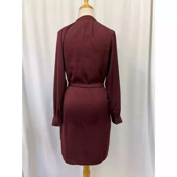 Banana Republic Tie Waist Button Shirt Dress Magenta - Picture 4 of 7